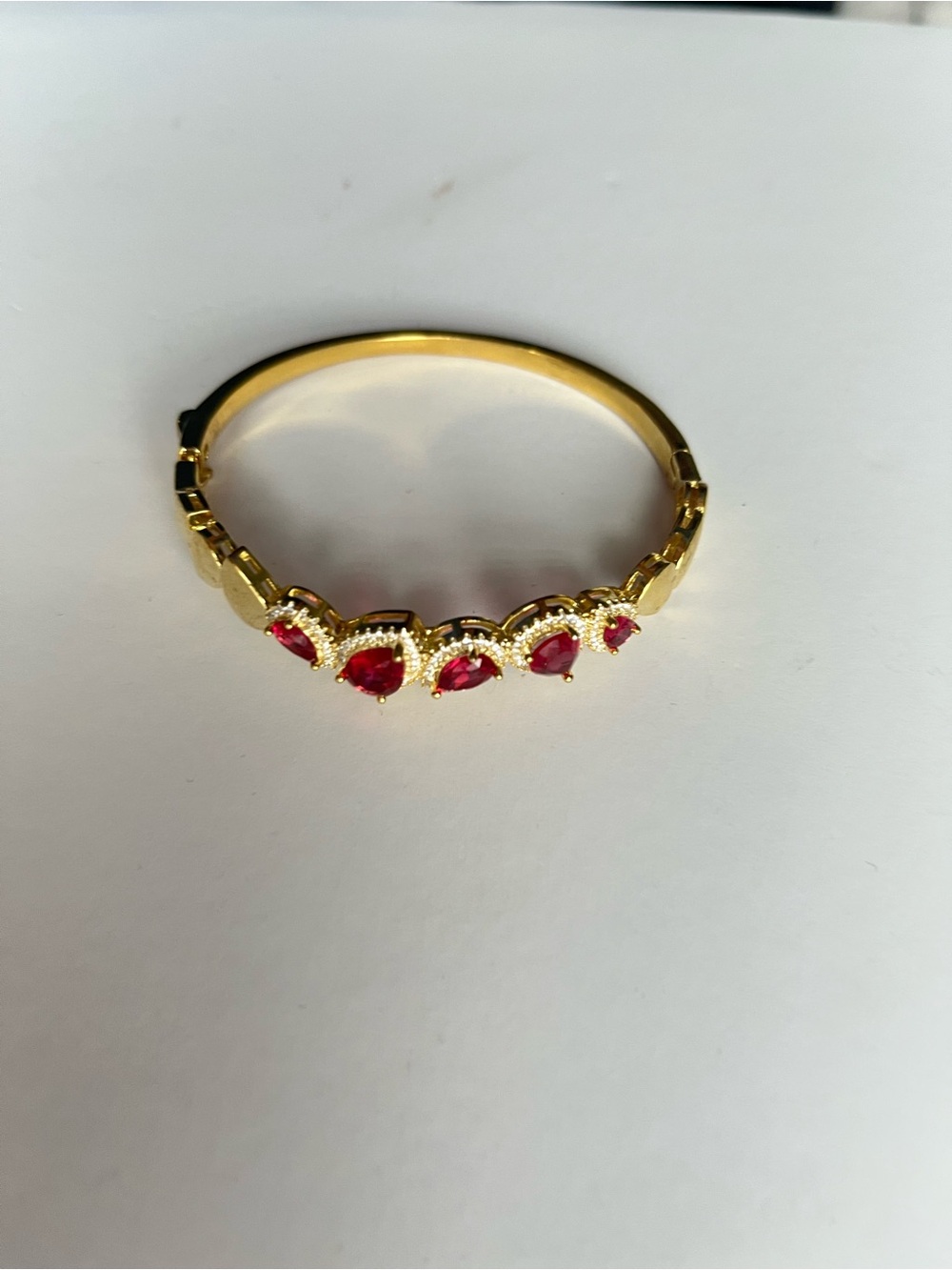 Gold-Tone Bracelet with Red Gems